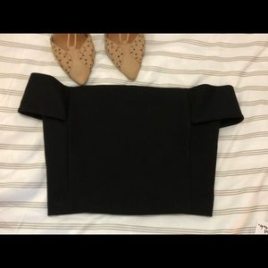 Black off the shoulder cropped top